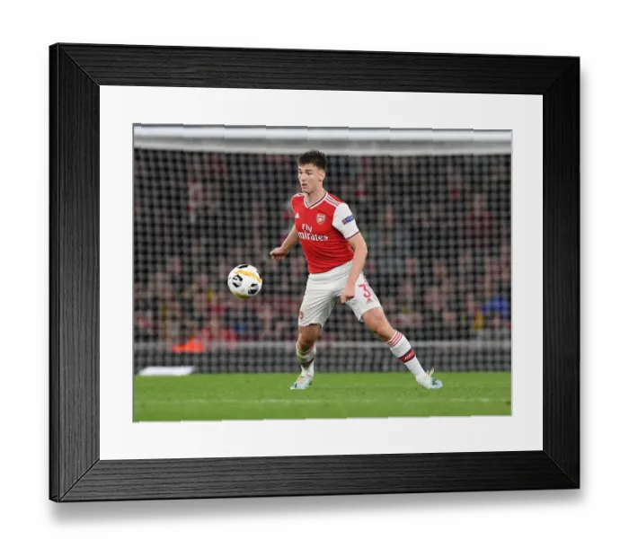 Framed Print : Arsenal's Kieran Tierney in Action during Europa League Match against Standard Liege Framed Print : Arsenal's Kieran Tierney in Action during Europa League Match against Standard Liege
