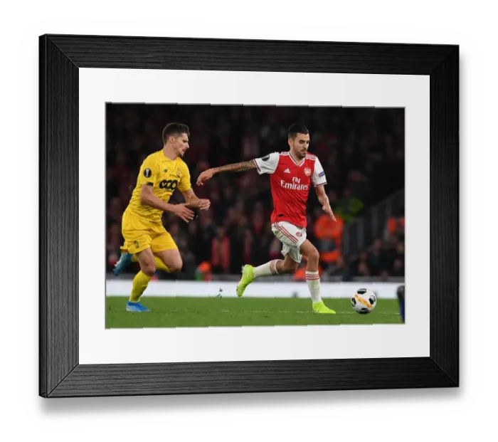 Framed Print : Dani Ceballos in Action: Arsenal vs. Standard Liege, Europa League 2019-20