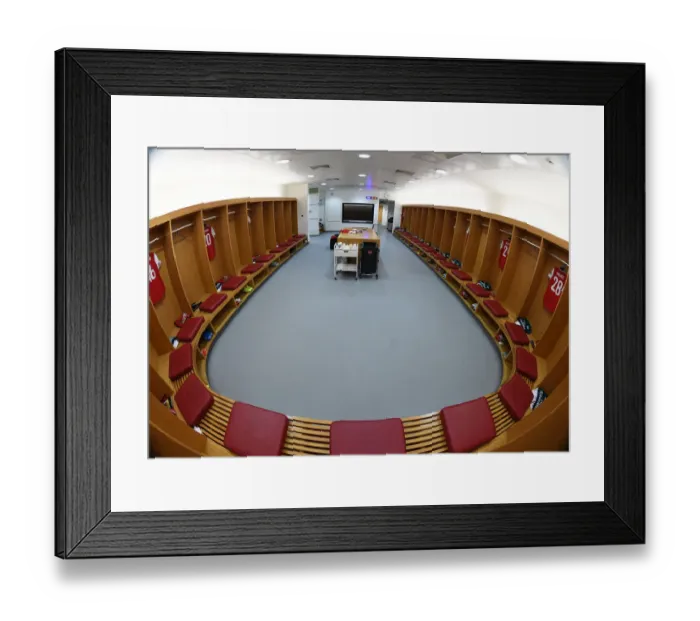 Framed Print : Arsenal FC: Unity in the Huddle - Pre-Match Moment, Arsenal vs. Standard Liege, UEFA Europa League 2019-20