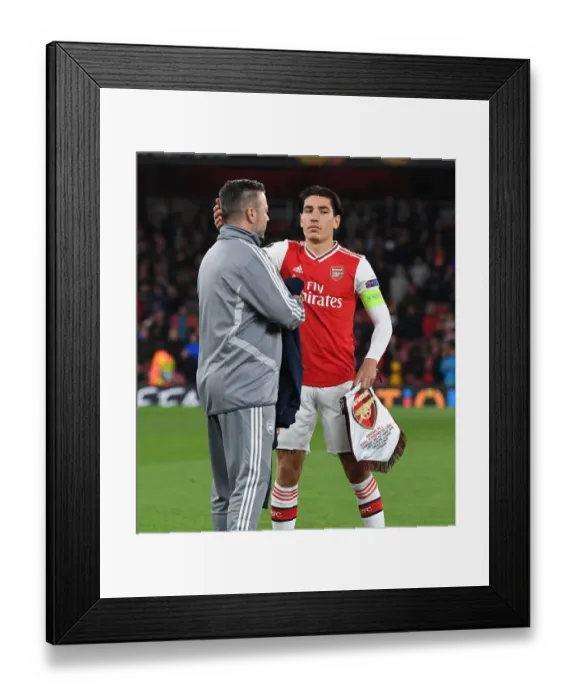 Framed Print : Arsenal FC vs Standard Liege: Hector Bellerin's Emotional Moment with Kit Manager Paul Akers (UEFA Europa League, Group F) Framed Print : Arsenal FC vs Standard Liege: Hector Bellerin's Emotional Moment with Kit Manager Paul Akers (UEFA Europa League, Group F)