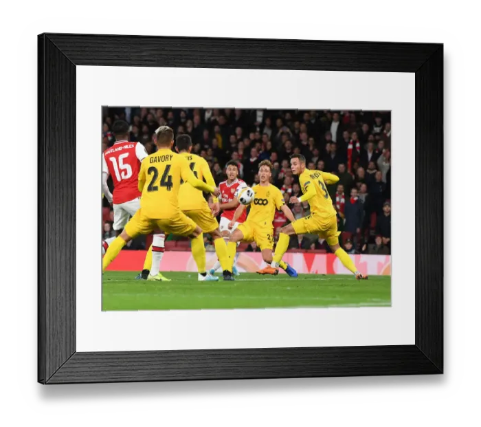 Framed Print : Arsenal's Martinelli Scores in Europa League Victory over Standard Liege