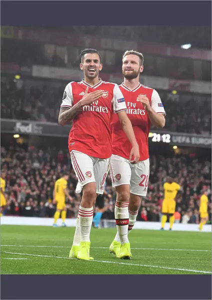 Arsenal's Europa League Triumph: Dani Ceballos and Shkodran Mustafi Celebrate Historic Fourth Goal vs Standard Liege (2019-20)