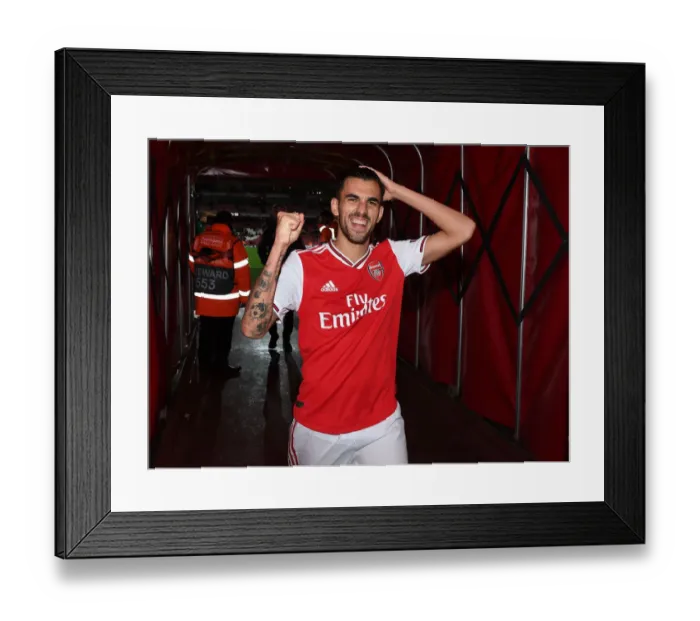 Framed Print : Arsenal's Dani Ceballos Celebrates after Europa League Victory over Standard Liege