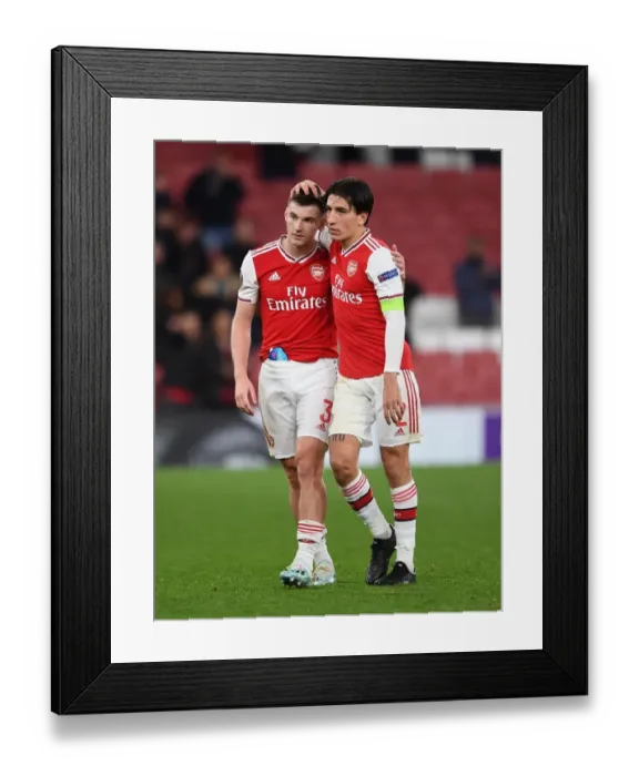Framed Print : Arsenal's Bellerin and Tierney Celebrate Victory Over Standard Liege in Europa League Framed Print : Arsenal's Bellerin and Tierney Celebrate Victory Over Standard Liege in Europa League