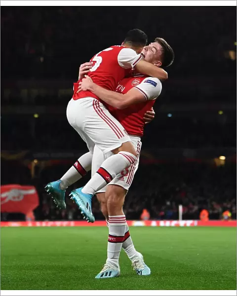 Arsenal's Martinelli and Tierney Celebrate First Goal vs. Standard Liege in Europa League (2019-20)