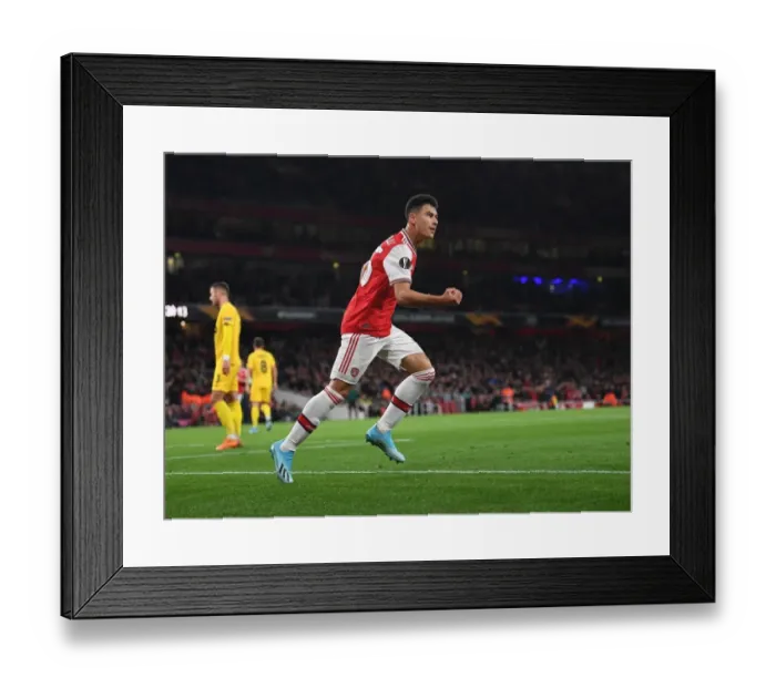 Framed Print : Martinelli Scores First Arsenal Goal: Europa League Triumph over Standard Liege (2019-20)