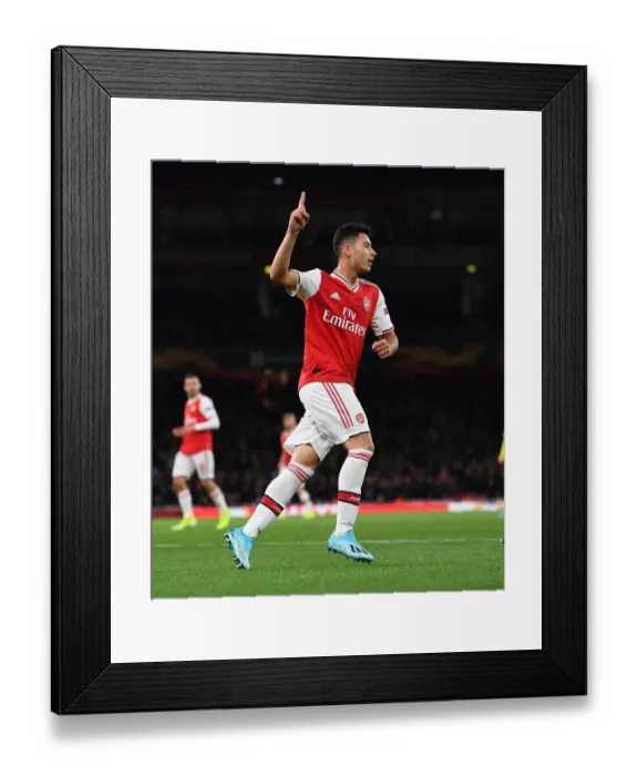 Framed Print : Arsenal's Martinelli Scores Second Goal vs Standard Liege in Europa League