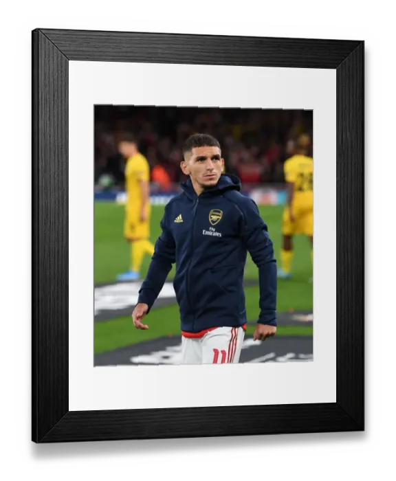 Framed Print : Arsenal's Lucas Torreira Gears Up for Arsenal v Standard Liege in Europa League