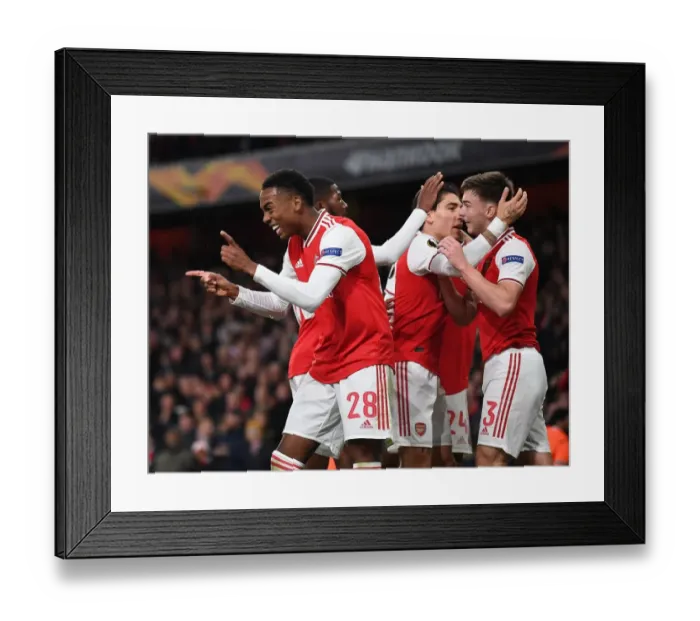 Framed Print : Arsenal's Joe Willock Scores Third Goal vs Standard Liege in Europa League Match