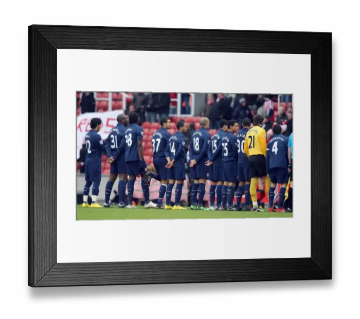 Framed Print : The Arsenal team lines up before the match. Stoke City 3: 1 Arsenal. FA Cup 4th Round Framed Print : The Arsenal team lines up before the match. Stoke City 3: 1 Arsenal. FA Cup 4th Round