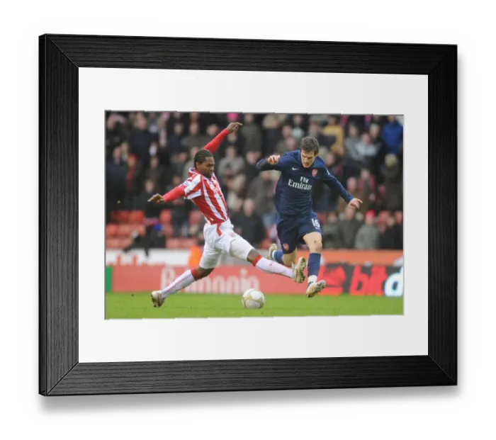 Framed Print : Aaron Ramsey (Arsenal) Salif Diao (Stoke). Stoke City 3: 1 Arsenal, FA Cup 4th round