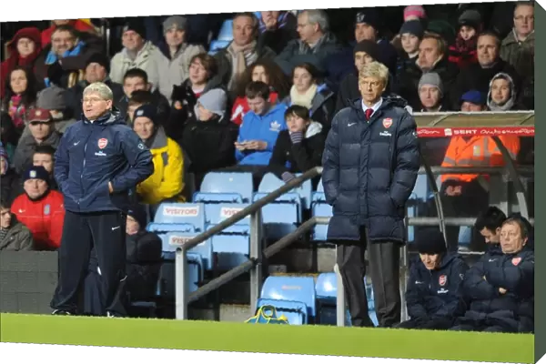 Arsene Wenger the Arsenal Manager and his Assistant Pat Rice. Aston Villa 0: 0 Arsenal