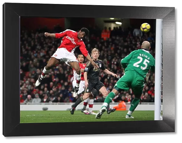 Abou Diaby scores Arsenals goal past Pepe Reina (Liverpool). Arsenal 1: 0 Liverpool