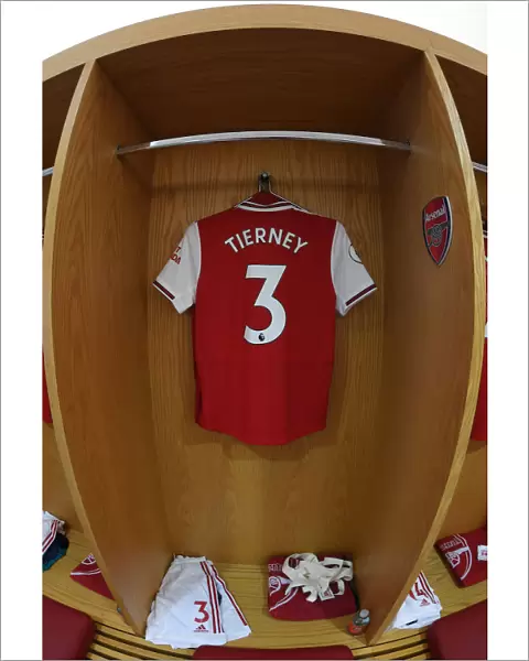 Arsenal FC: Kieran Tierney's Shirt in Emirates Changing Room (Arsenal v AFC Bournemouth, 2019-20)