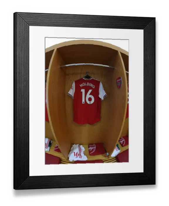 Framed Print : Arsenal: Rob Holding's Jersey in the Changing Room before Arsenal vs AFC Bournemouth (2019-20)