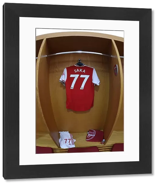 Arsenal FC: Bukayo Saka's Shirt in the Changing Room before Arsenal v AFC Bournemouth (2019-20)