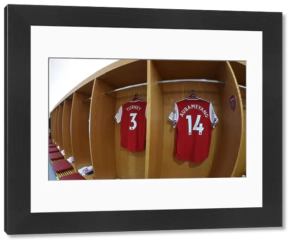 Arsenal FC: Tierney and Aubameyang's Match-Worn Shirts in the Changing Room (Arsenal v AFC Bournemouth, 2019-20)