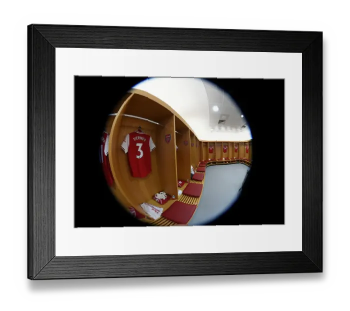 Framed Print : Arsenal FC: Kieran Tierney's Match-Ready Shirt in the Changing Room (2019-2020)