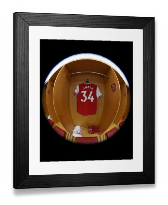 Framed Print : Granit Xhaka's Abandoned Jersey in Arsenal Changing Room: Arsenal vs AFC Bournemouth (2019-20)
