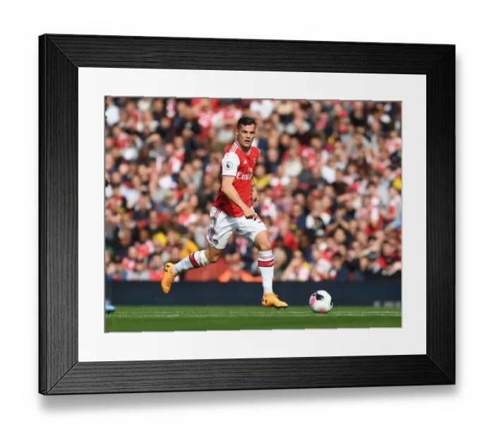 Framed Print : Granit Xhaka in Action: Arsenal vs. AFC Bournemouth, Premier League 2019-20