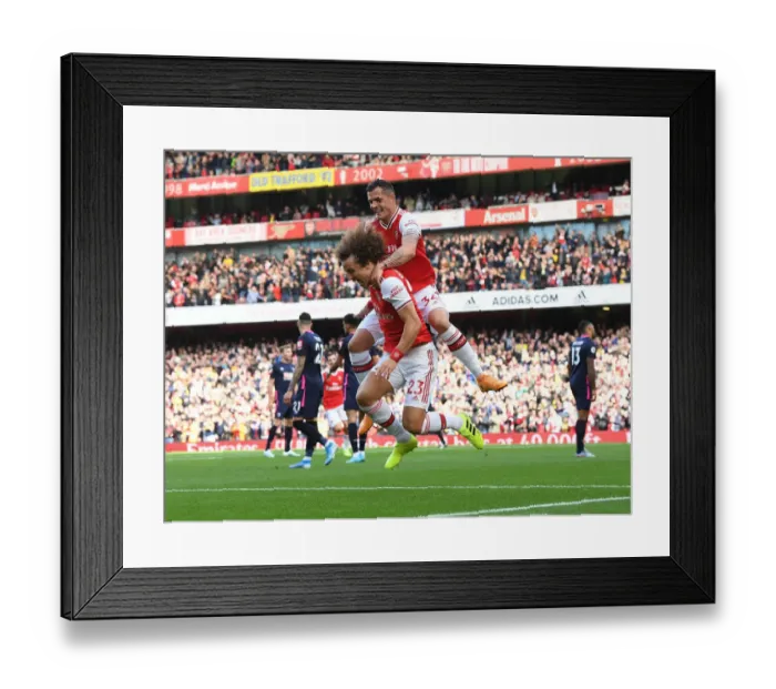 Framed Print : Arsenal: Luiz and Xhaka Celebrate Goal Against AFC Bournemouth, 2019-20 Framed Print : Arsenal: Luiz and Xhaka Celebrate Goal Against AFC Bournemouth, 2019-20