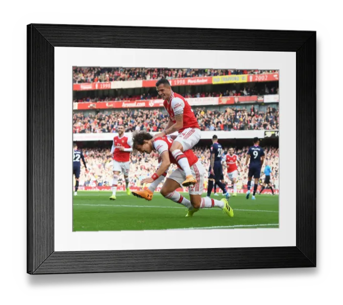Framed Print : Arsenal's David Luiz and Granit Xhaka: Celebrating a Goal Against AFC Bournemouth, Premier League 2019-20 Framed Print : Arsenal's David Luiz and Granit Xhaka: Celebrating a Goal Against AFC Bournemouth, Premier League 2019-20
