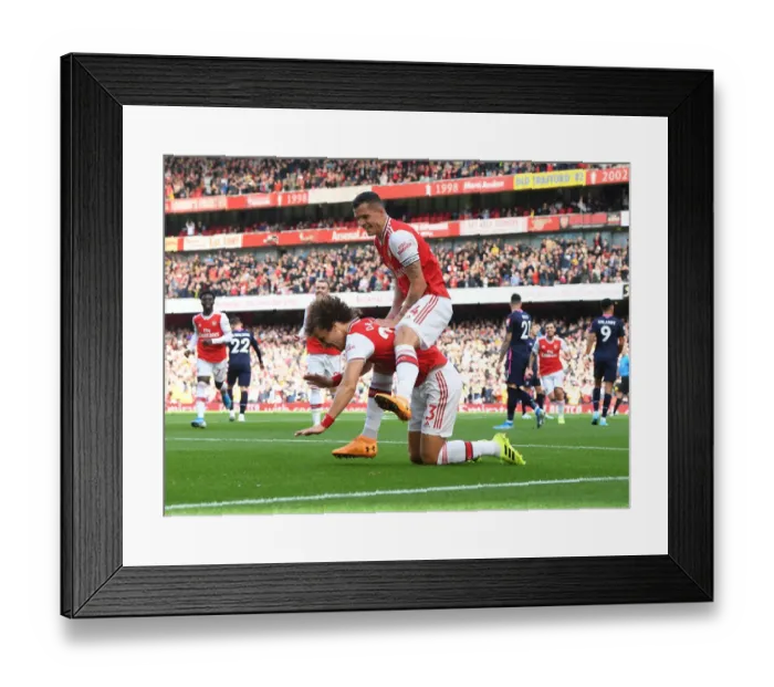 Framed Print : Arsenal's Luiz and Xhaka Celebrate Goal Against Bournemouth, 2019-20 Premier League