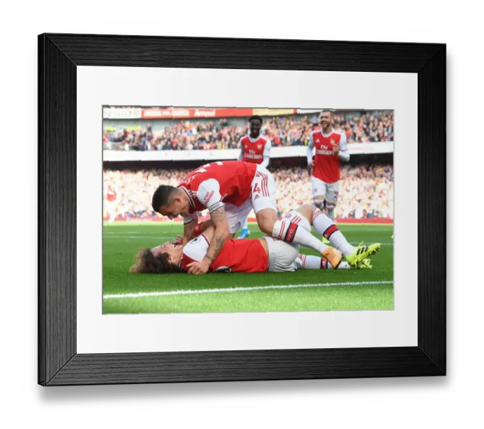 Framed Print : Arsenal: Luiz and Xhaka Celebrate Goal vs AFC Bournemouth, Premier League 2019-20