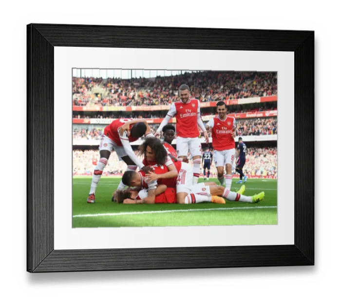 Framed Print : Arsenal Celebrate: Luiz Scores Against Bournemouth in 2019-20 Premier League