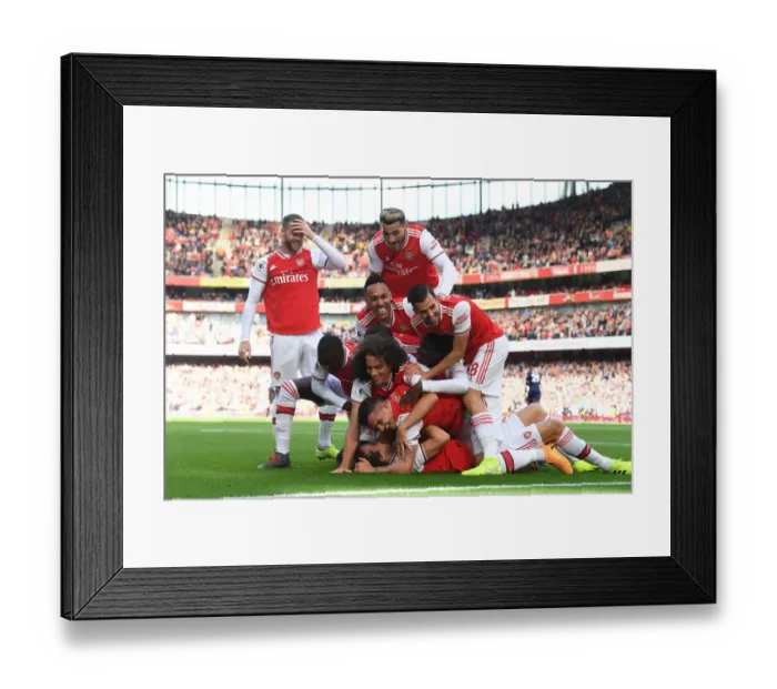 Framed Print : Arsenal Celebrate: David Luiz Scores Against AFC Bournemouth in Premier League (2019-20)