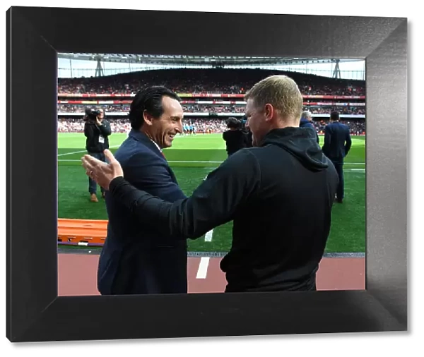 Arsenal's Unai Emery and Eddie Howe Greet Before Arsenal FC vs AFC Bournemouth in Premier League 2019-20