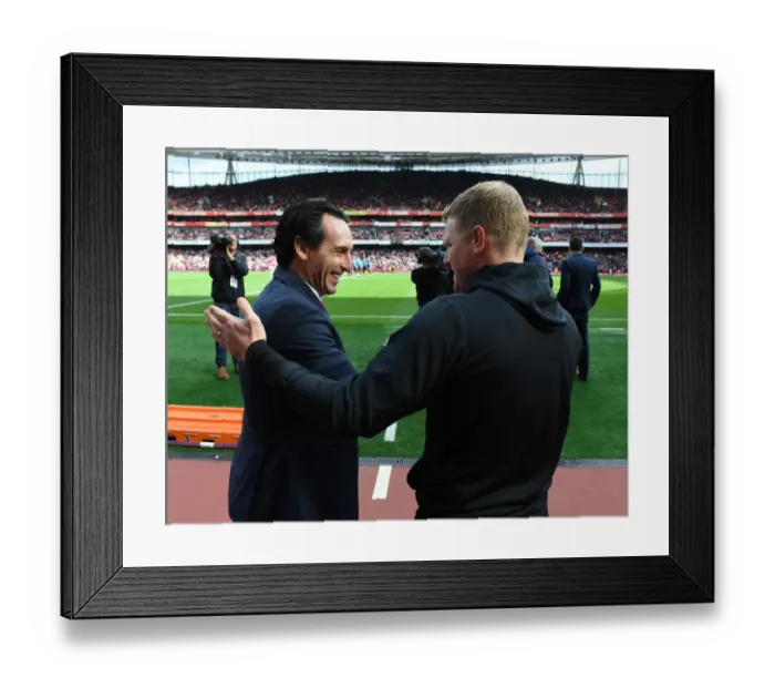 Framed Print : Arsenal's Unai Emery and Eddie Howe Greet Before Arsenal FC vs AFC Bournemouth in Premier League 2019-20 Framed Print : Arsenal's Unai Emery and Eddie Howe Greet Before Arsenal FC vs AFC Bournemouth in Premier League 2019-20