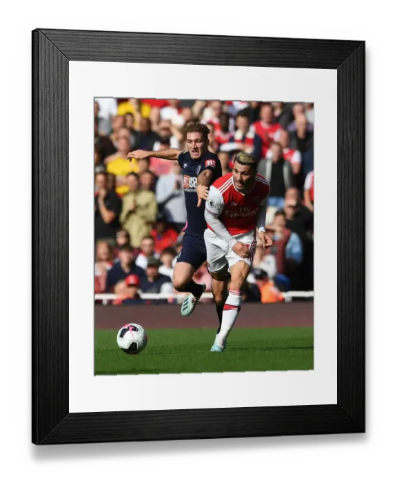 Framed Print : Arsenal vs. AFC Bournemouth: Sead Kolasinac vs. Jack Stacey Battle at Emirates Stadium