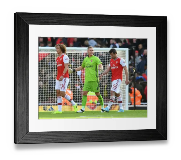 Framed Print : Arsenal FC: Luiz, Leno, and Sokratis Celebrate Victory Over AFC Bournemouth (2019-20) Framed Print : Arsenal FC: Luiz, Leno, and Sokratis Celebrate Victory Over AFC Bournemouth (2019-20)
