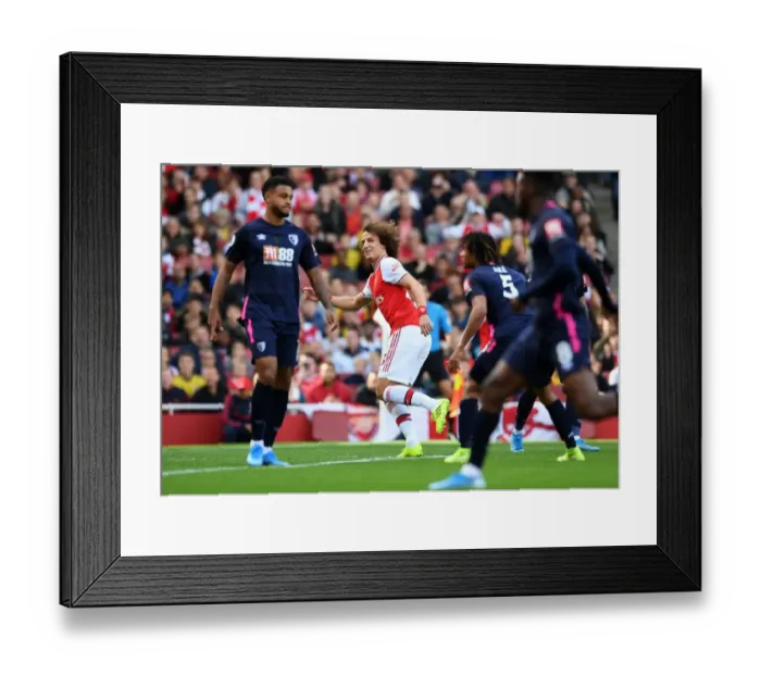 Framed Print : Arsenal's David Luiz Scores Thriller at Emirates: Arsenal FC vs AFC Bournemouth (2019-20)