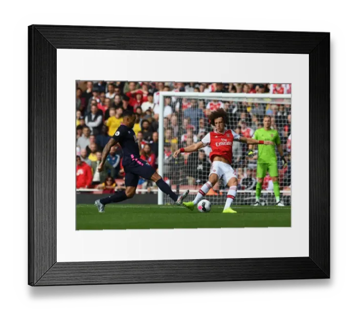 Framed Print : Arsenal's David Luiz Evades Pressure from Bournemouth's Callum Wilson During Premier League Clash Framed Print : Arsenal's David Luiz Evades Pressure from Bournemouth's Callum Wilson During Premier League Clash