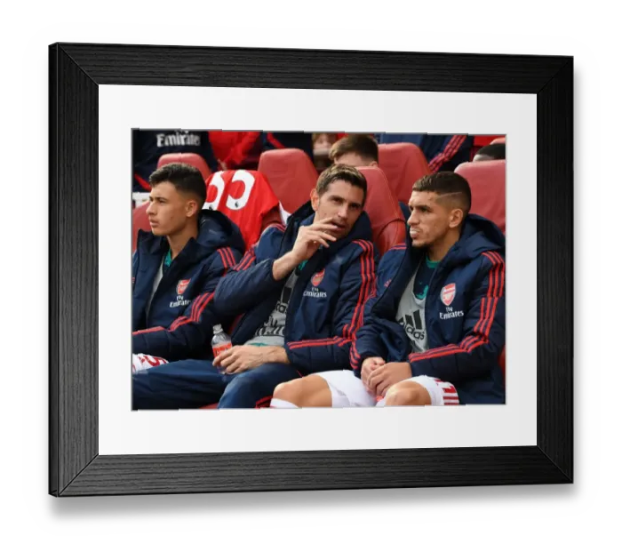 Framed Print : Arsenal FC: Emi Martinez and Lucas Torreira Pre-Match Huddle vs AFC Bournemouth (Premier League, 2019-20) Framed Print : Arsenal FC: Emi Martinez and Lucas Torreira Pre-Match Huddle vs AFC Bournemouth (Premier League, 2019-20)