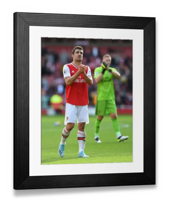 Framed Print : Arsenal's Sokratis Reacts After Arsenal FC vs AFC Bournemouth, Premier League 2019-20