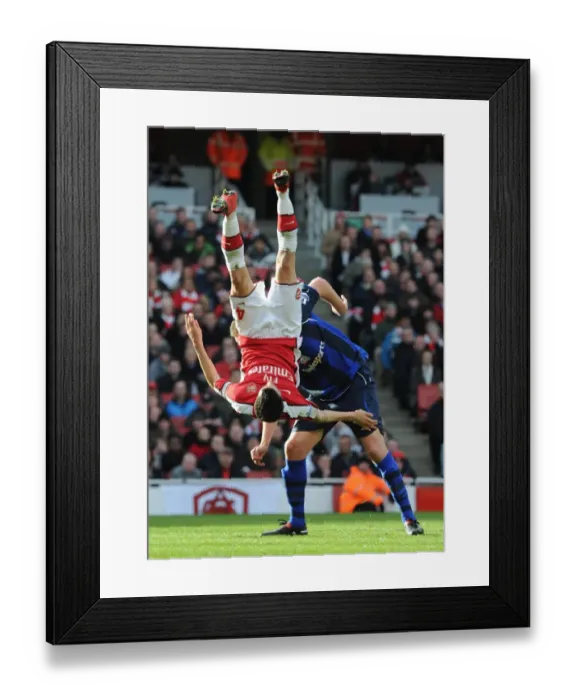 Framed Print : Arsenal's Fabregas Scores Duo Against Sunderland's Turner in 2010 Premier League Victory