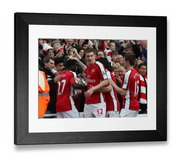 Framed Print : Bendtner and Teammates Celebrate First Arsenal Goal Against Sunderland (2:0), Barclays Premier League, 2010 Framed Print : Bendtner and Teammates Celebrate First Arsenal Goal Against Sunderland (2:0), Barclays Premier League, 2010