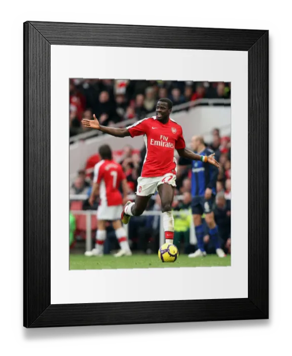 Framed Print : Arsenal's Emmanuel Eboue Celebrates Goal Against Sunderland in Barclays Premier League Match at Emirates Stadium (2010)