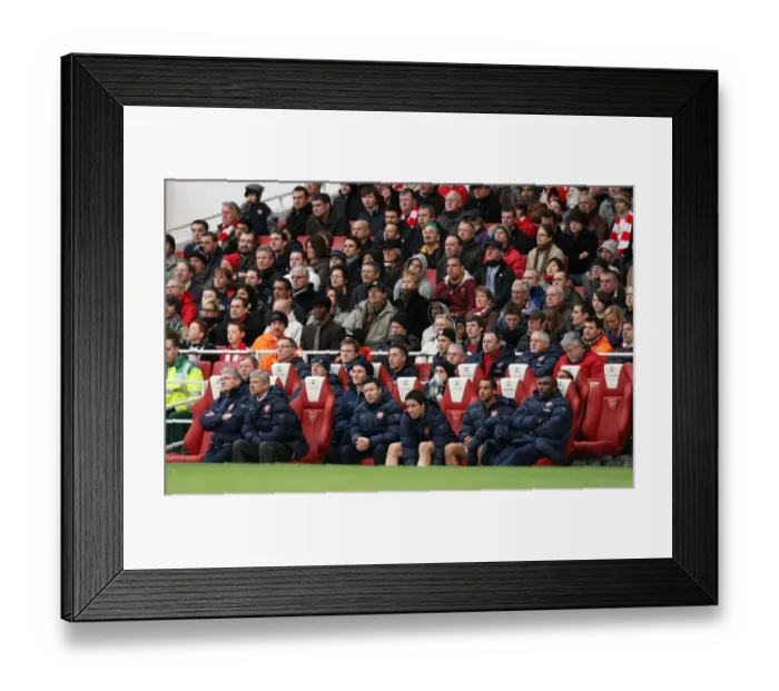 Framed Print : Arsene Wenger the Arsenal Manager sits in the dug out. Arsenal 2: 0 Sunderland Framed Print : Arsene Wenger the Arsenal Manager sits in the dug out. Arsenal 2: 0 Sunderland