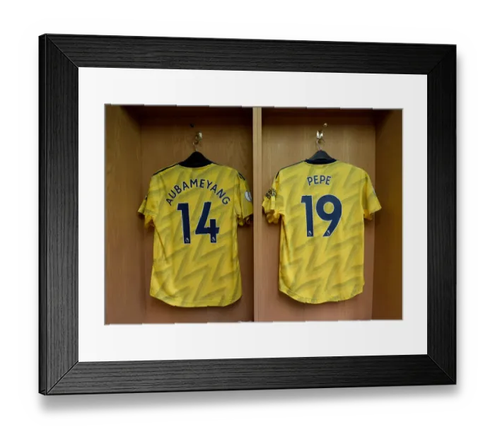 Framed Print : Arsenal Players Shirts in Sheffield United Changing Room - October 2019 Premier League Clash Framed Print : Arsenal Players Shirts in Sheffield United Changing Room - October 2019 Premier League Clash