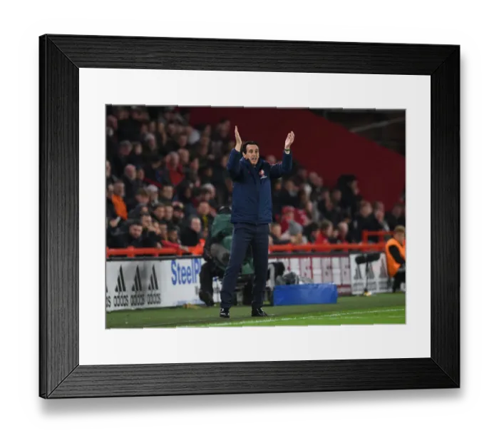 Framed Print : Unai Emery's Intense Focus: Arsenal's Battle at Sheffield United, Premier League 2019-20
