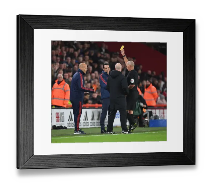 Framed Print : Sheffield United vs. Arsenal: Referee Shows Yellow Card to Arsenal's Freddie Ljungberg Framed Print : Sheffield United vs. Arsenal: Referee Shows Yellow Card to Arsenal's Freddie Ljungberg