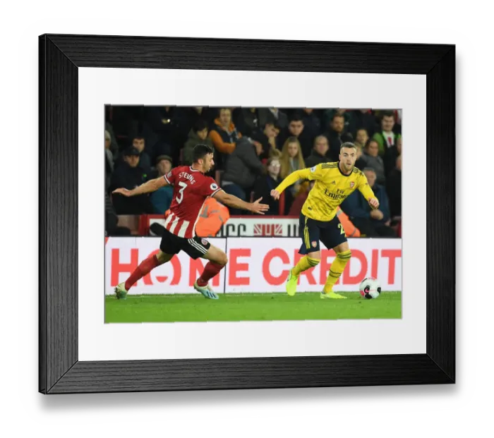 Framed Print : Chambers vs Stevens: A Football Showdown at Bramall Lane - Sheffield United vs Arsenal, Premier League 2019-20 Framed Print : Chambers vs Stevens: A Football Showdown at Bramall Lane - Sheffield United vs Arsenal, Premier League 2019-20