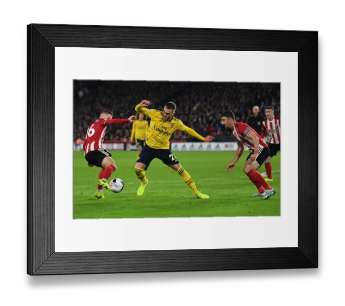 Framed Print : Chambers vs. Stevens: Intense Battle at Bramall Lane - Sheffield United vs. Arsenal, Premier League 2019-20