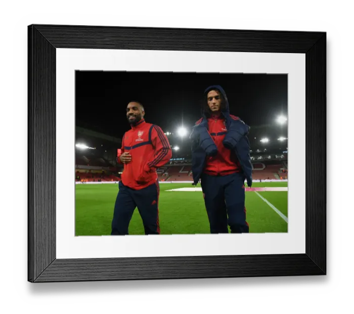 Framed Print : Arsenal's Lacazette and Guendouzi Before Sheffield United Clash (2019-20)