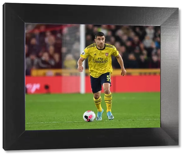 Sokratis of Arsenal in Action against Sheffield United (Premier League, October 2019)
