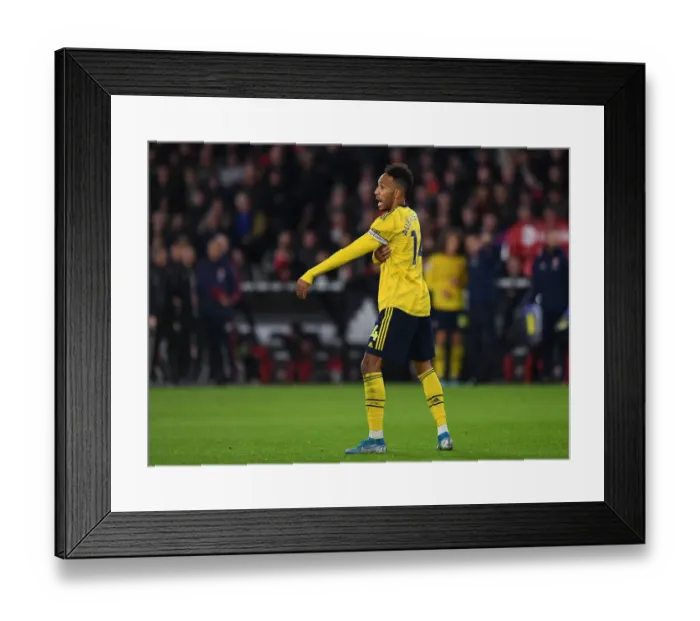 Framed Print : Aubameyang's Brilliant Display: Arsenal's Triumph over Sheffield United in the Premier League 2019-20
